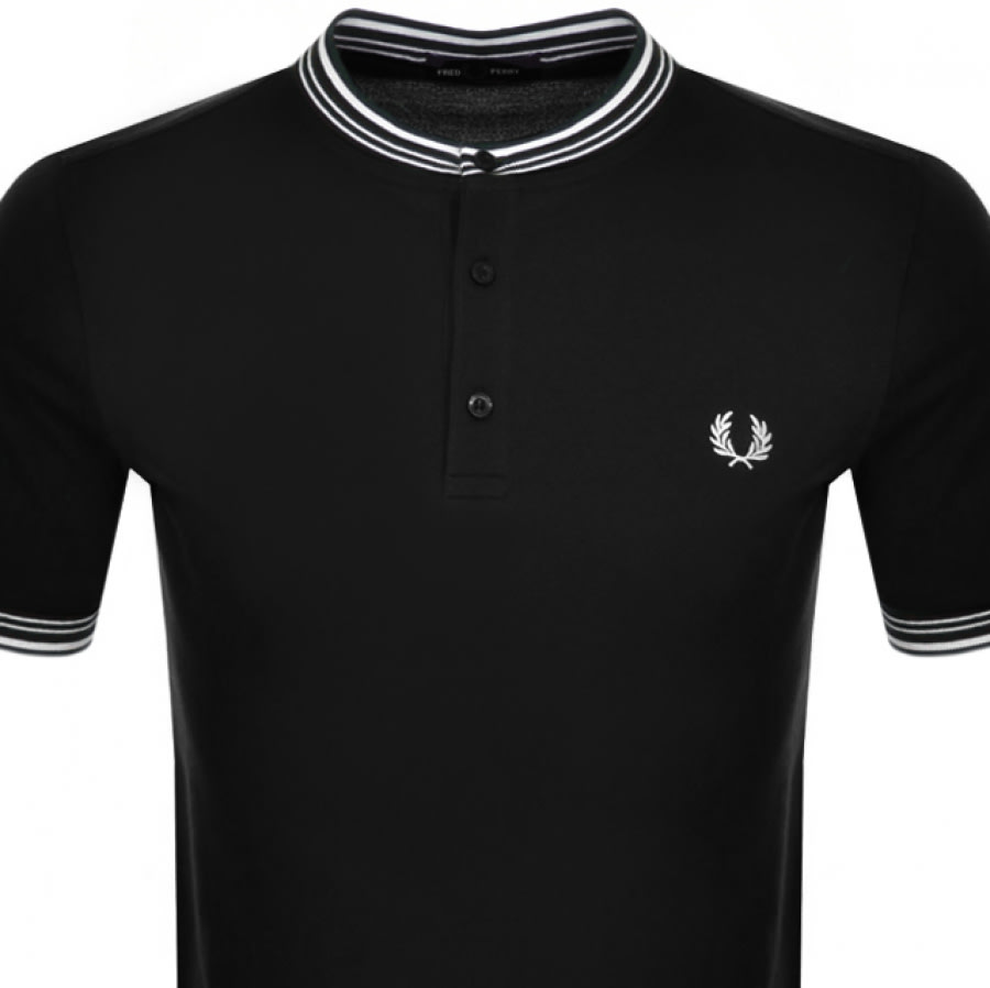 Alternative Image for ProductFred Perry Henley Collar Polo T Shirt Black2